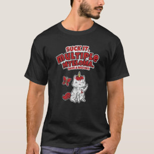 Zuig het multipel myeloom eenhoorn kat vlinder t-shirt