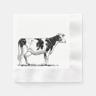 Zuivel Koe Holstein Fresian Pencil Tekening Servetten