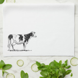 Zuivel Koe Holstein Fresian Pencil Tekening Theedoek