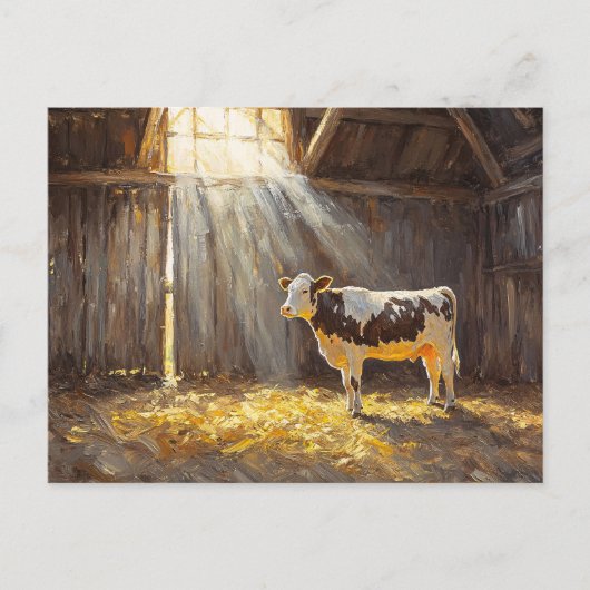 Zuivel Koe in een schuur Rustiek Boerderij Briefkaart (Voorkant)