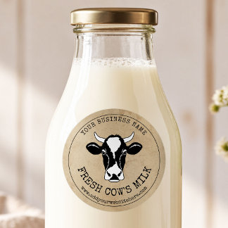 Zuivelboerderij Koeienmelk Etiket Rustiek Bruin Pa