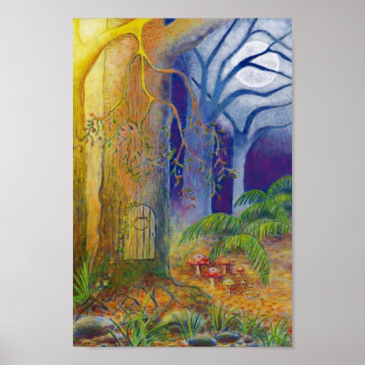 Zuiveldeur en sleepboten in betoverend bos poster (Voorkant)
