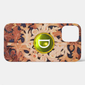 ZUIVELSTROOM IN BROWN FLORAL GEEL GEM MONOGRAM Case-Mate iPhone CASE (Achterkant (horizontaal))