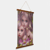 Zuivelzussen tussen de bloemen in het bos hangend wandkleed (Gebogen)