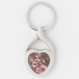 Zuivelzussen tussen de bloemen in het bos sleutelhanger