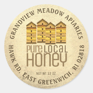 Zuiver lokaal honingetiket met Hives Distress Gold Ronde Sticker