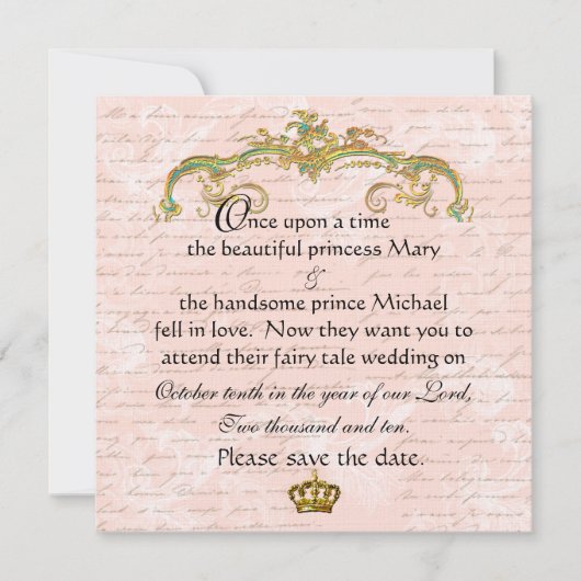 Zuivere Tale Franse Script Roze sparen de Datum Save The Date (Voorkant)