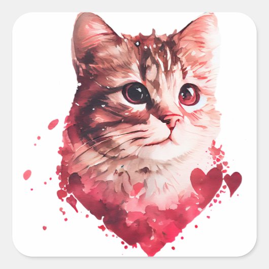 Zulke Hart Kat Valentijn Vierkante Sticker (Voorkant)
