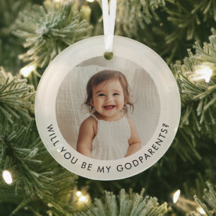 Zullen jullie onze peetouders zijn Foto Voorstel Glas Ornament