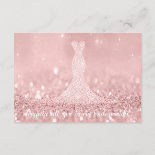 Zult u bruidsmeisje glitter rode boon diamant dres kaart