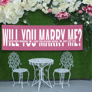 Zult U Met Me Trouwen Persoonlijke Trouwkaart Roze Spandoek