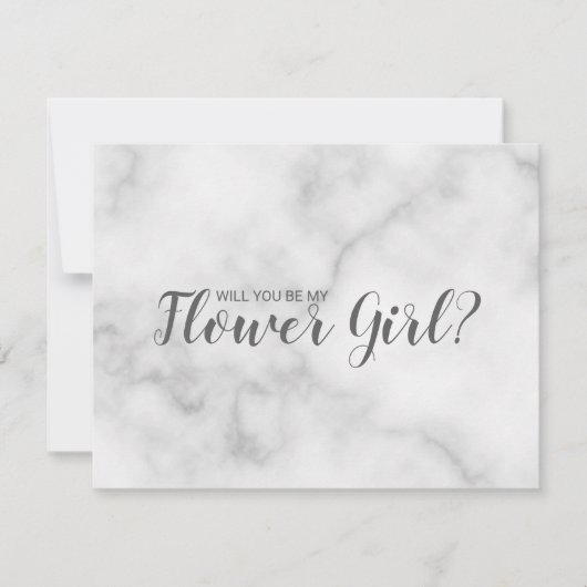 Zult u mijn bloemenmeisje zijn? Elegant marmeren s Kaart (Voorkant)