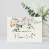 Zult u mijn bloemenmeisje zijn Pastel Boho Neutraa (Staand voorkant)