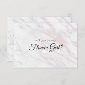 Zult u mijn bloemenmeisje zijn Roze en grijs marme (Voorkant / Achterkant)