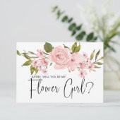 Zult u mijn bloemenmeisje zijn Roze Rozen Bloemstu (Staand voorkant)