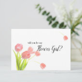 Zult u mijn bloemenmeisje zijn Zachte Roze Tulpen (Staand voorkant)
