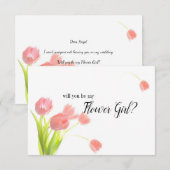 Zult u mijn bloemenmeisje zijn Zachte Roze Tulpen (Voorkant / Achterkant)