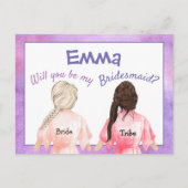 Zult u mijn bruidsmeisje/meisjes van achter/lilas uitnodiging briefkaart (Voorkant)