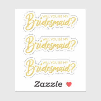 Zult u mijn bruidsmeisje zijn elegante gouden glit sticker