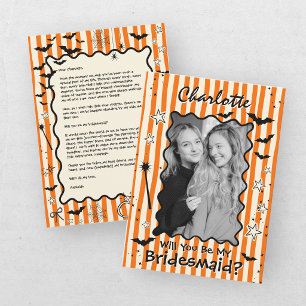 Zult U Mijn Bruidsmeisje Zijn Foto Halloween Kaart
