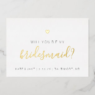 Zult U Mijn Bruidsmeisje Zijn Kaart - Hart Goud Fo
