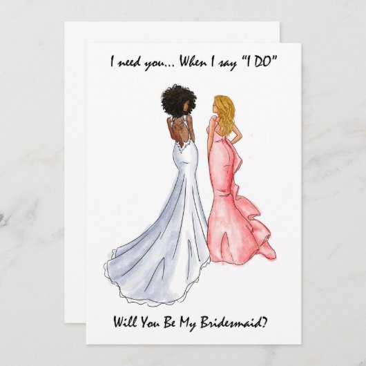 Zult u mijn bruidsmeisje zijn kaart- kaart (Voorkant / Achterkant)