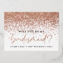 Zult u mijn bruidsmeisje zijn kaart - Roze goud fo
