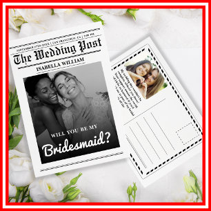 Zult U Mijn Bruidsmeisje Zijn Kranten Voorstel Briefkaart