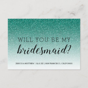 Zult U Mijn Bruidsmeisje Zijn Smaragd Glitter Ombr Kaart