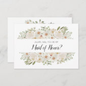 Zult U Mijn Bruidsmeisje Zijn Witte Bloemrijke Ele (Voorkant / Achterkant)