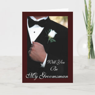 Zult u mijn Groomsman Wenskaart van de Smoking