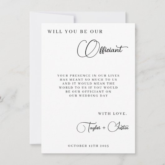 Zult u onze bruiloft ambtenaar voorstel eenvoudig (Voorkant)