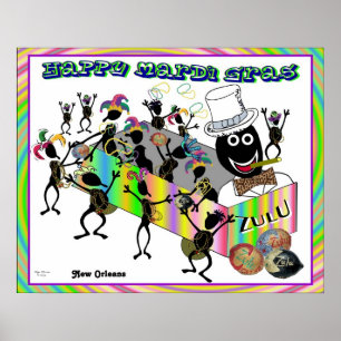 Zulu parade bij Mardi Gras Poster