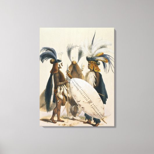 Zulu Soldaten van het leger van koning Panda, bord Canvas Afdruk (Voorkant)