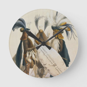 Zulu Soldaten van het leger van koning Panda, bord Ronde Klok