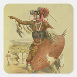 Zulu-strijder, Utimuni, neef van Chaka, wijlen Zu Vierkante Sticker