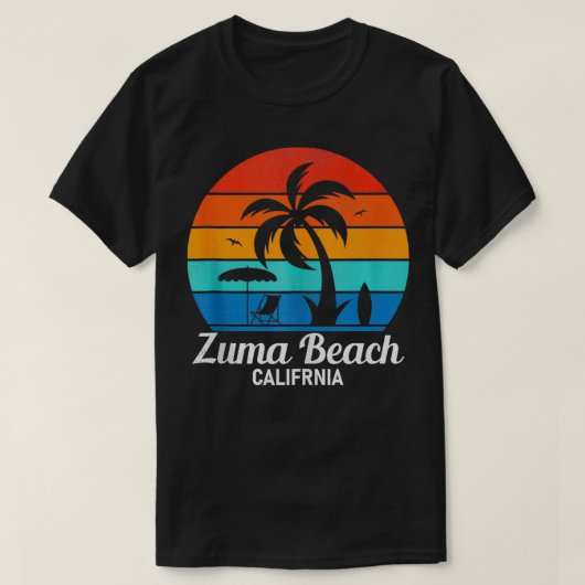 Zuma Beach California Palm Tree  Sunset Sum T-shirt (Design voorkant)