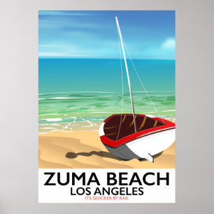 Zuma Beach LA Rail poster