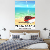 Zuma Beach LA Rail strandposter Canvas Afdruk (Insitu (Slaapkamer))