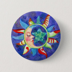 ZUN, MOON EN STARS VAN SHARON SHARPE RONDE BUTTON 5,7 CM