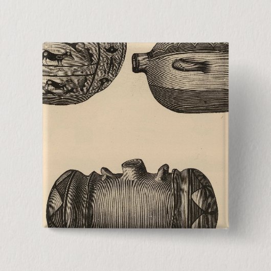 Zuni-aardewerk Vierkante Button 5,1 Cm (Voorkant)