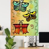 Zuni Butterfly Folk Art Poster (Thuiskantoor)