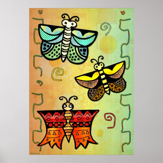 Zuni Butterfly Folk Art Poster (Voorkant)