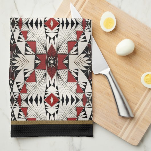 Zuni Pottery Design Theedoek (Quarter Fold)