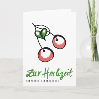Zur Hochzeit: Glückwunschkarte Kirschen und Herz Kaart
