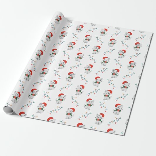 Zure kerstklep met moffelkerstmanshat cadeaupapier (Uitgerold)