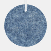 Zure was blauwe denim, close-up textuur. glas ornament (Achterkant)