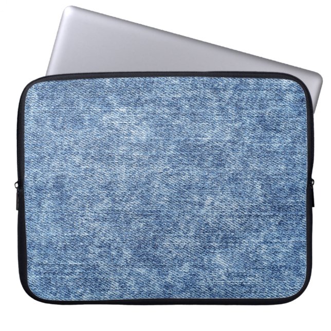 Zure was blauwe denim, close-up textuur. laptop sleeve (Voorkant)