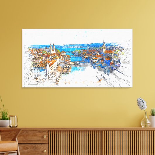 Zürich Canvas Afdruk (Insitu (Woonkamer))