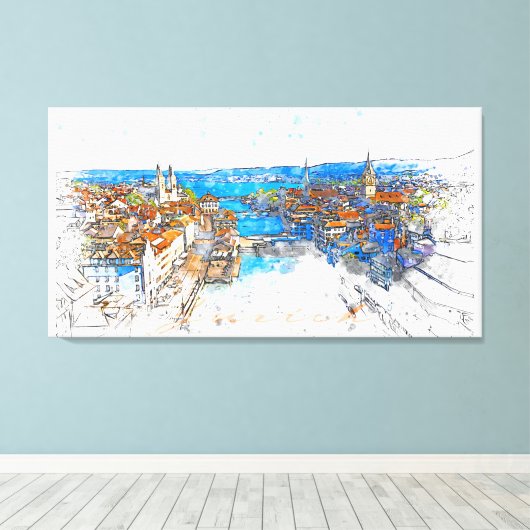 Zürich Canvas Afdruk (Insitu (Houten vloer))